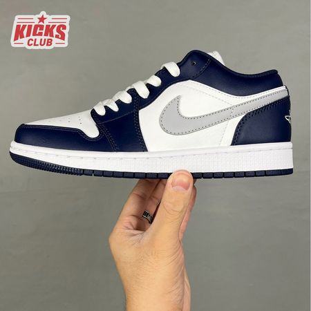 Jordan 1 Low Wolf Grey Midnight Navy 553558-141 Unisex Size