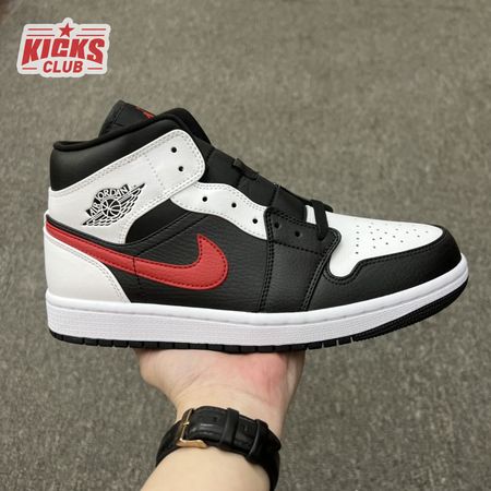 Jordan 1 Mid Black Chile Red White 554724-075 Men Size